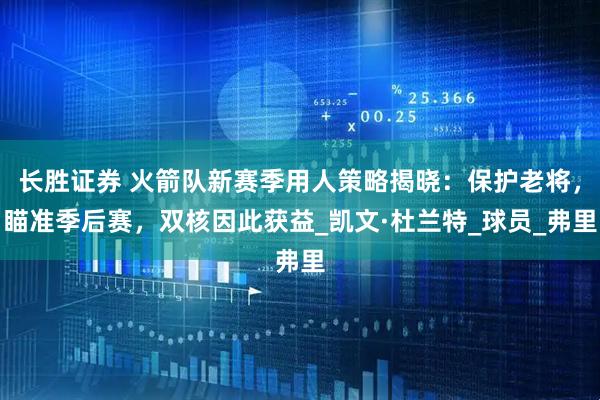 长胜证券 火箭队新赛季用人策略揭晓：保护老将，瞄准季后赛，双核因此获益_凯文·杜兰特_球员_弗里