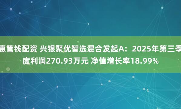 惠管钱配资 兴银聚优智选混合发起A：2025年第三季度利润270.93万元 净值增长率18.99%